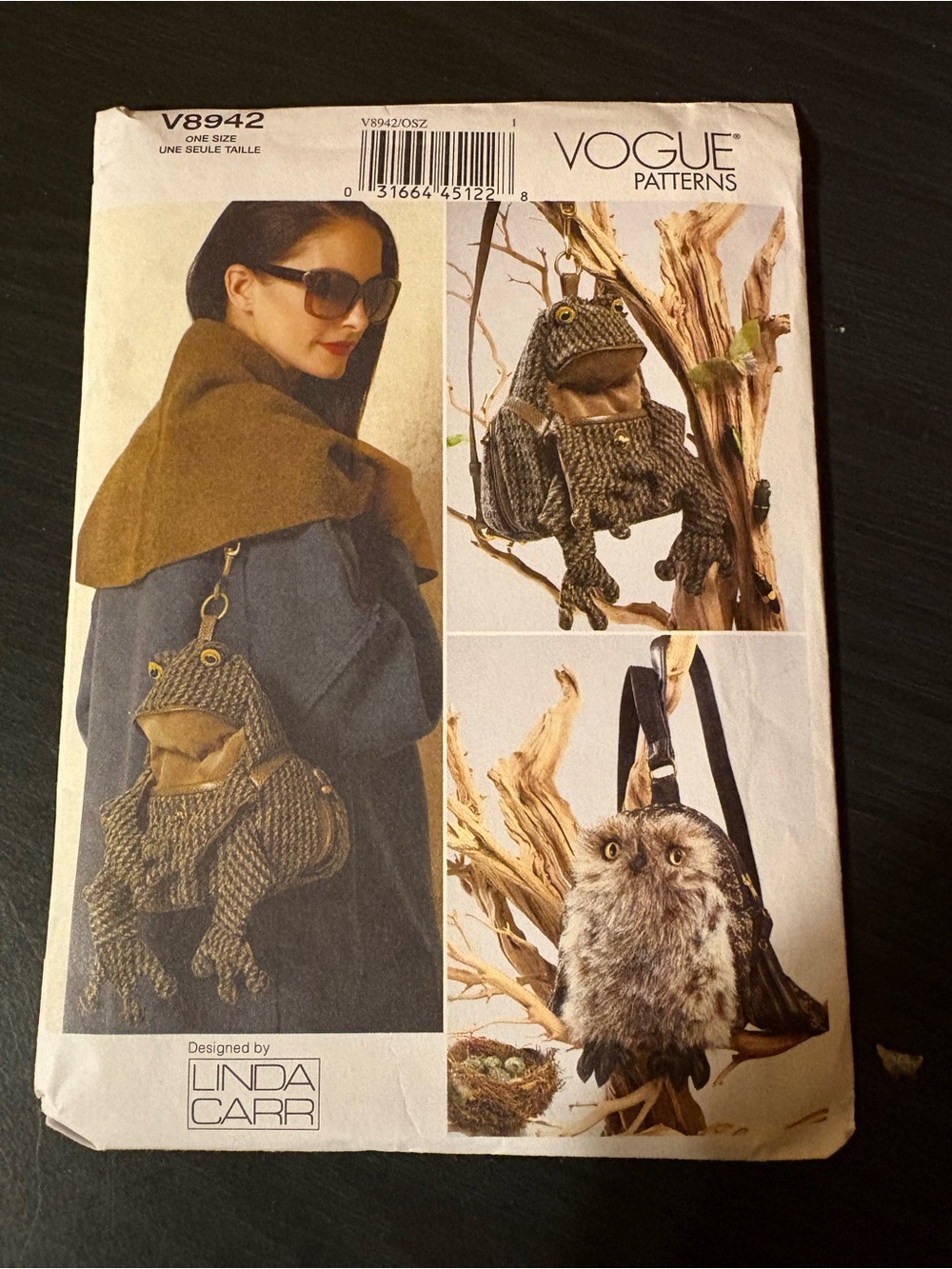 Linda Carr Frog And Owl Backpack Pattern in Olive Green